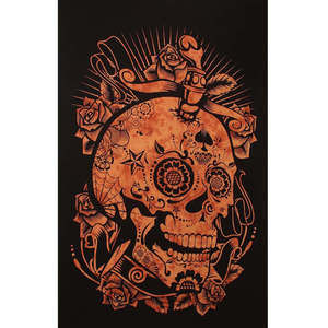 Orange Steampunk Skull Mini Tapestry by Zest For Life